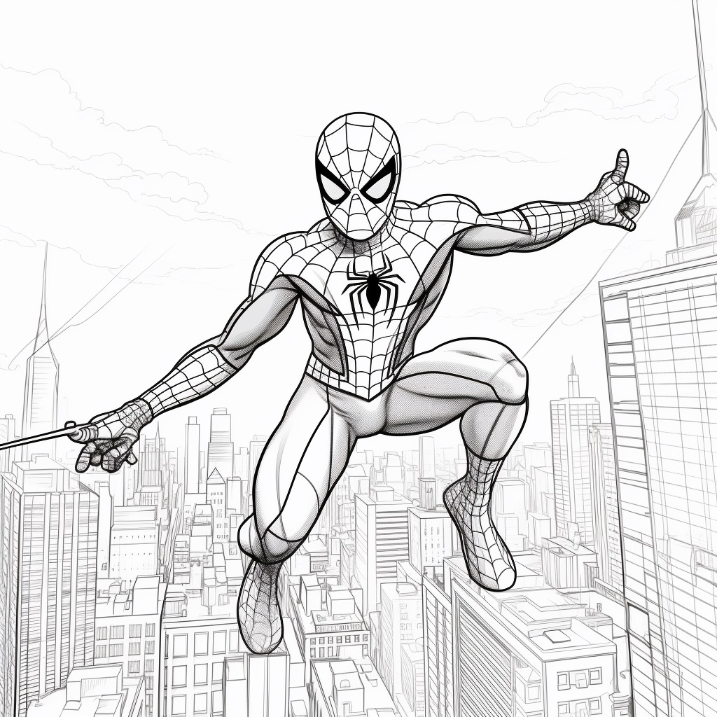 Ağ Atan Spiderman Boyama Sayfası