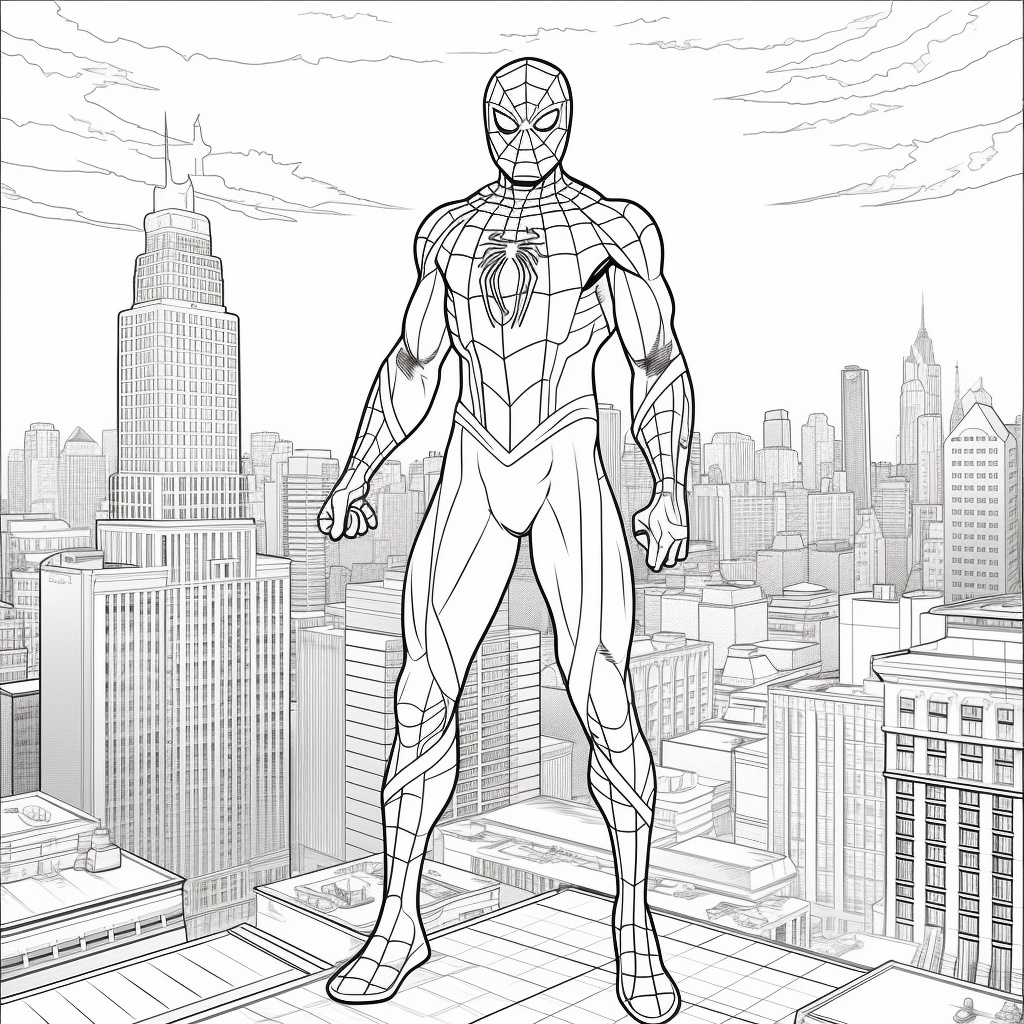 Çatıdaki Spiderman Boyama Sayfası