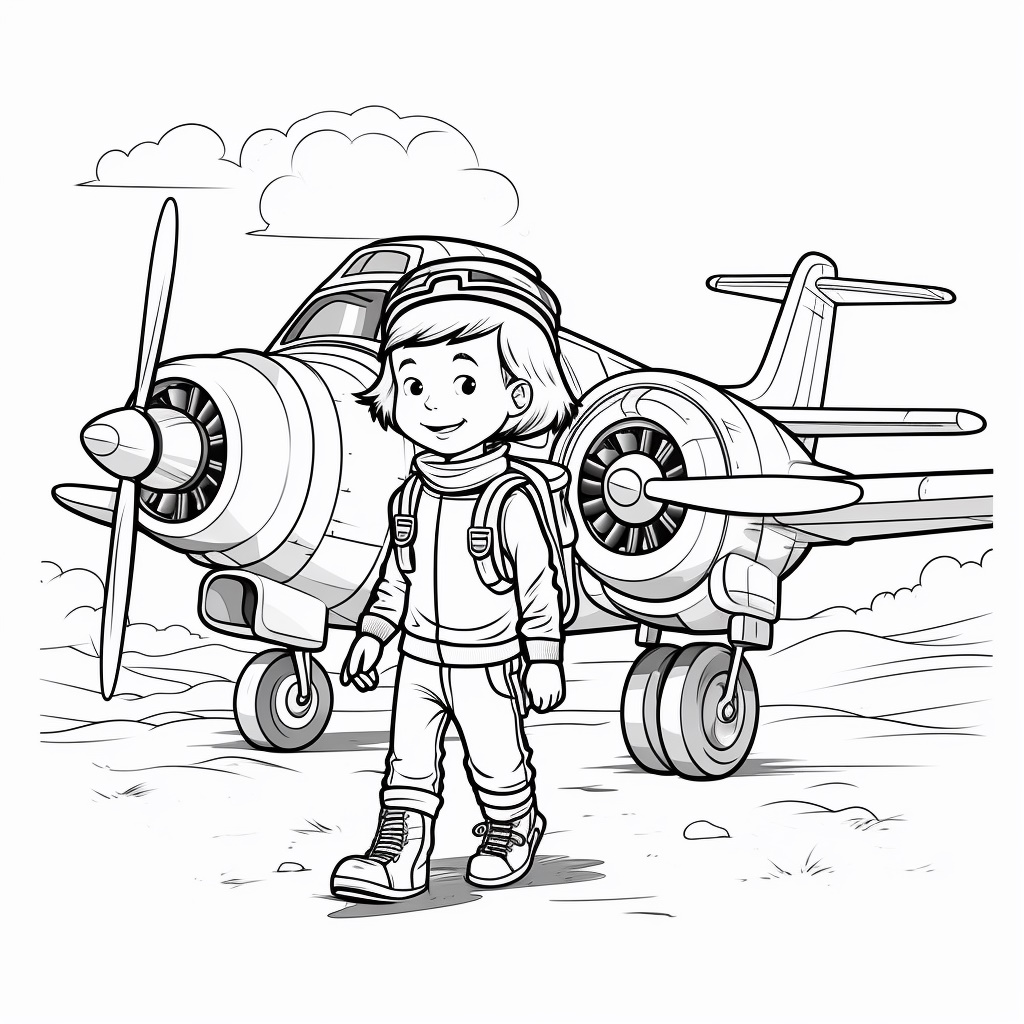 Çocuklar için Basit Uçak Boyama Sayfası