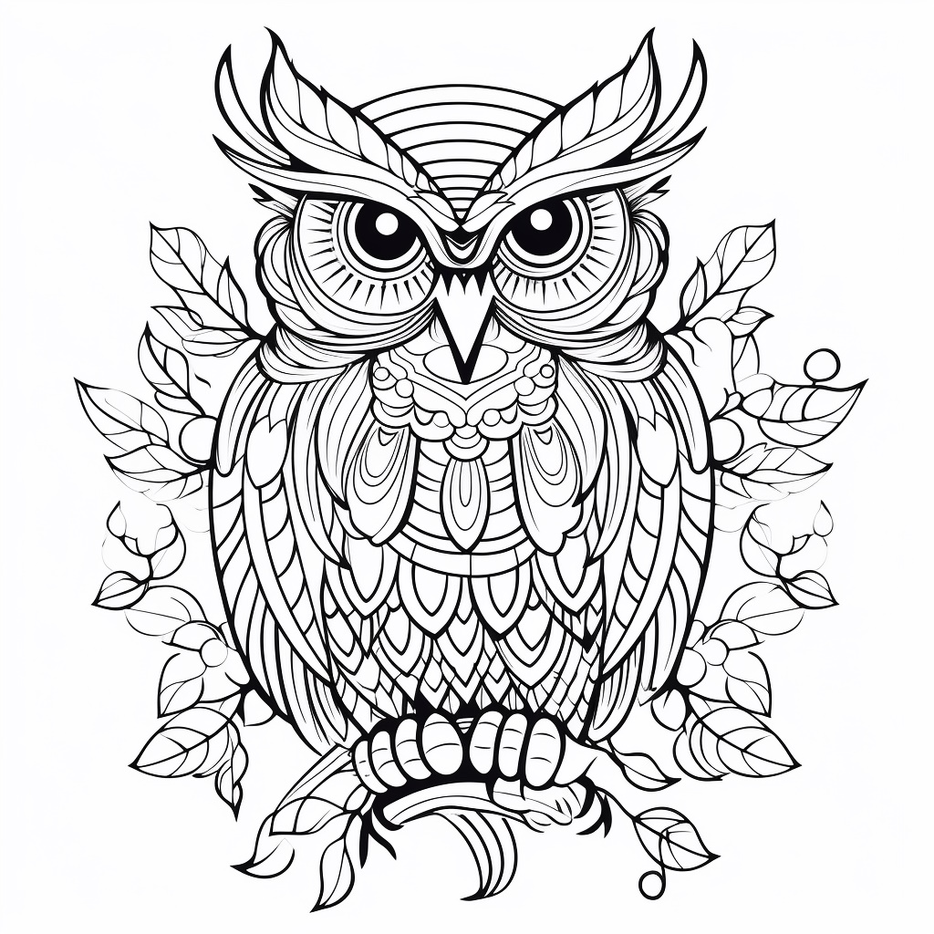 Mandala Desenli Baykuş Boyama Sayfası