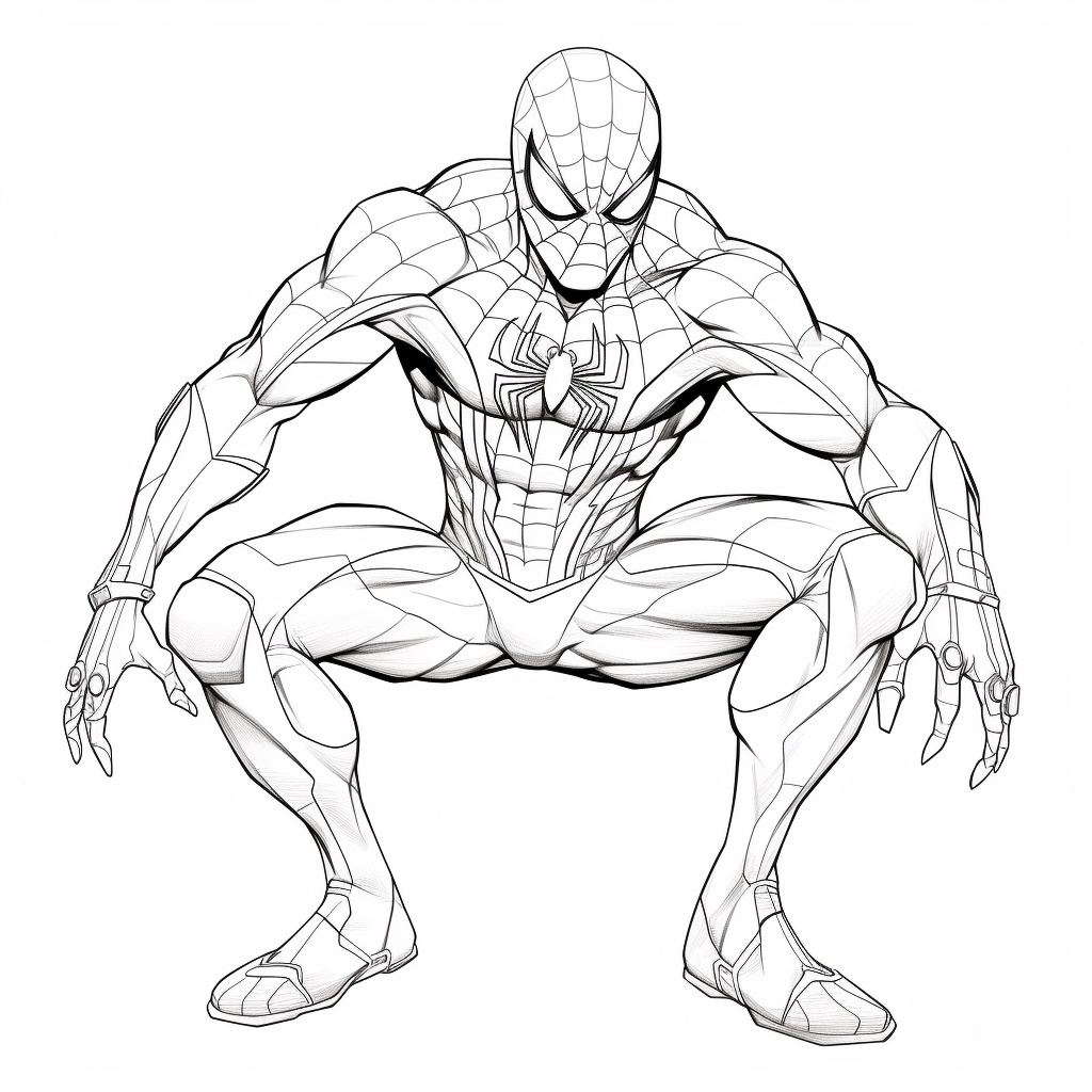 Oturan Spiderman Boyama Sayfası