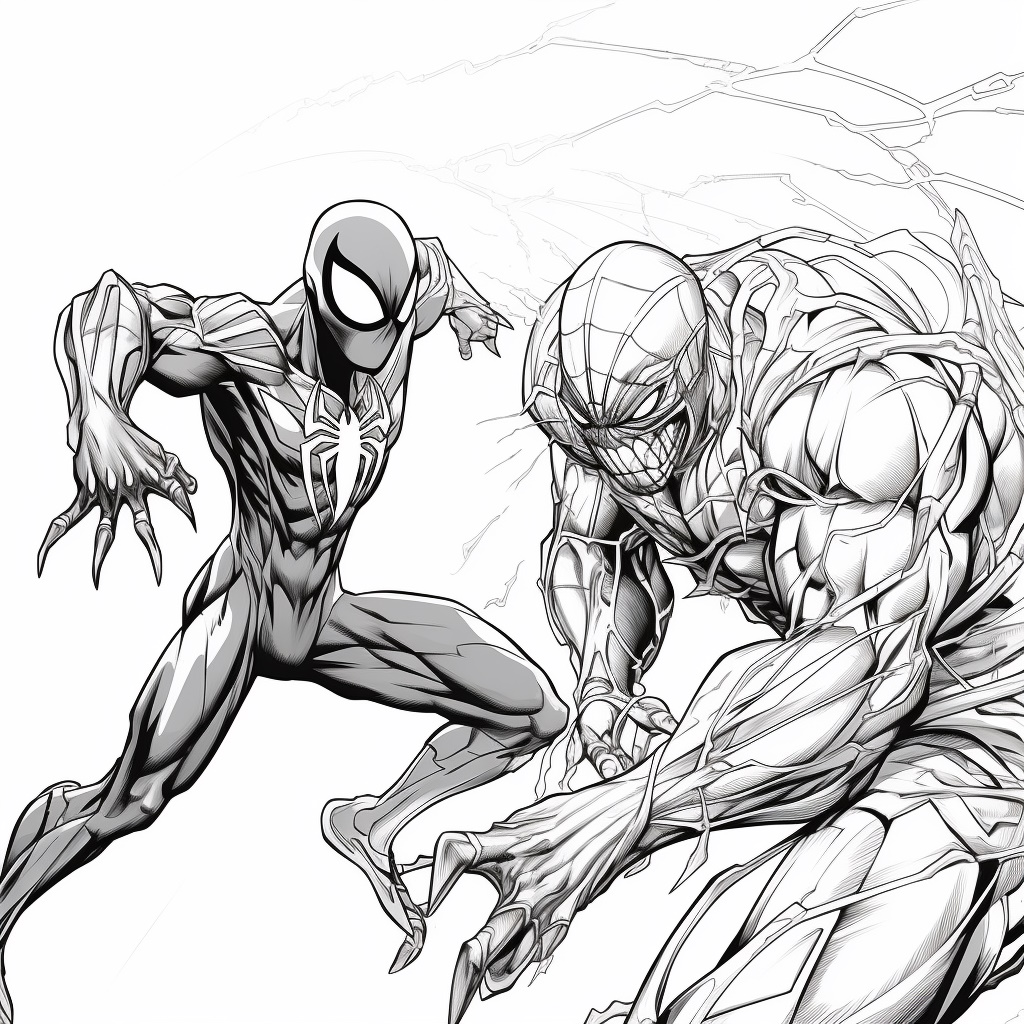 Venom ve Spiderman Boyama Sayfası